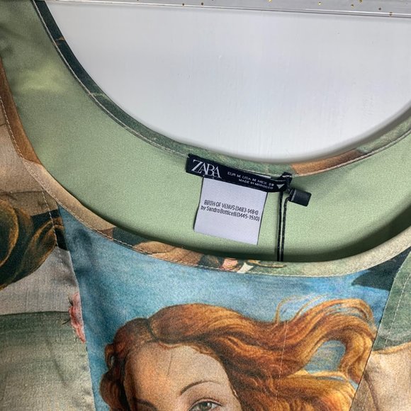 Zara Green and Orange Asymmetrical Graphic Crop Top - Picture 5 of 12